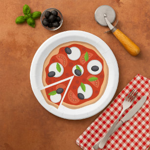 Prato De Papel Pizza de Mozzarella com Tomate e Manjericão