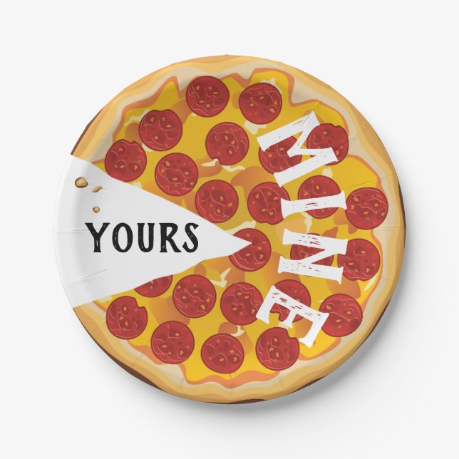 Prato De Papel Pizza de pepperoni engraçada fofa (Frente)