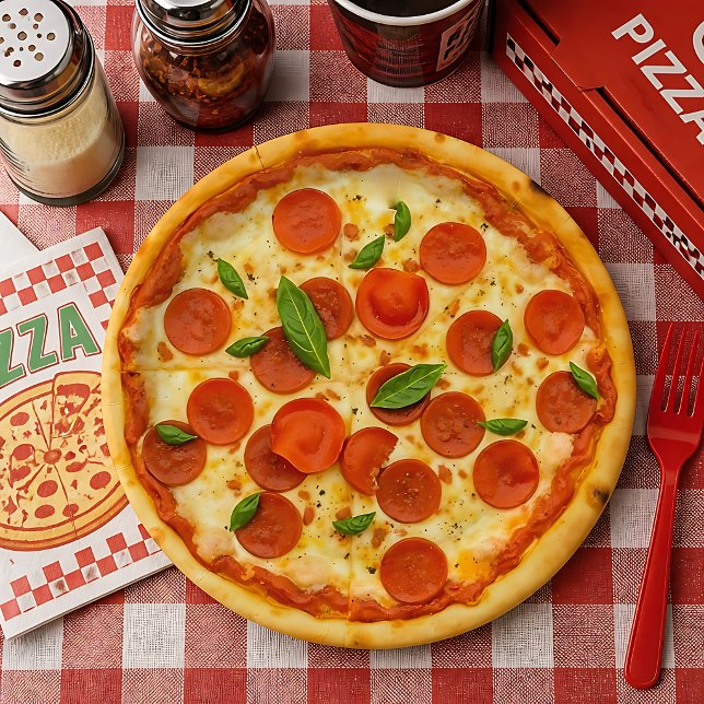 Prato De Papel Pizza de Pepperoni Realista  (Criador carregado)