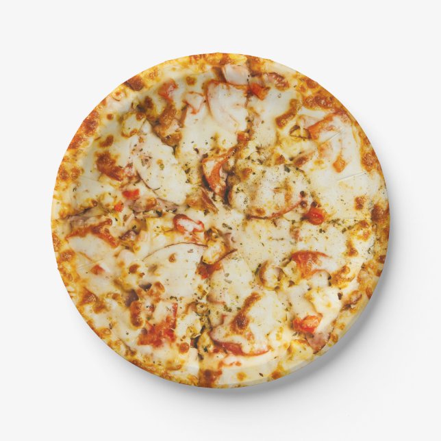Prato De Papel Pizza de Queijo Deliciosa (Frente)