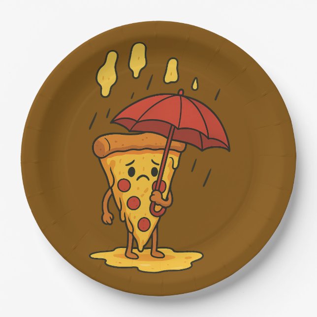 Prato De Papel Pizza debaixo da chuva de queijo (Frente)