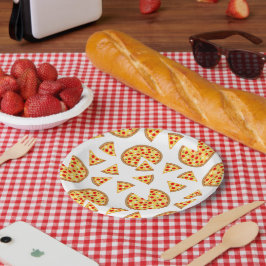 Prato De Papel Pizza divertida legal e padrão de fatias em branco