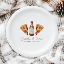 Prato De Papel Pizza e Cerveja Casal de Noivos Chá de Noiva Casua