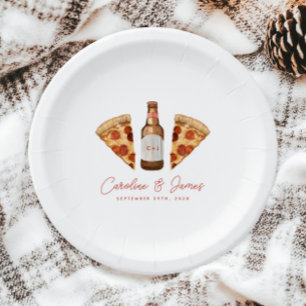 Prato De Papel Pizza e Cerveja Casal de Noivos Chá de Noiva Casua