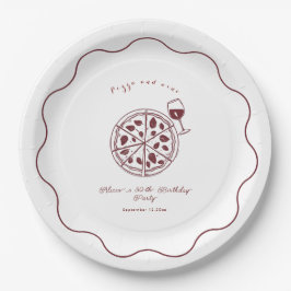 Prato De Papel Pizza Elegante e aniversário de vinho