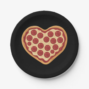 Prato De Papel Pizza Formato de Coração Fofo Dia dos Namorados