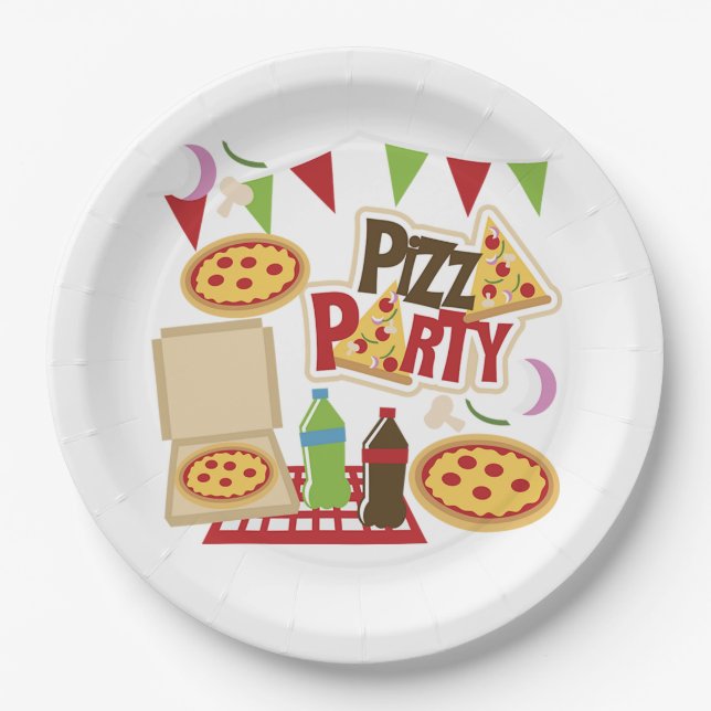 Prato De Papel Pizza Party (Frente)