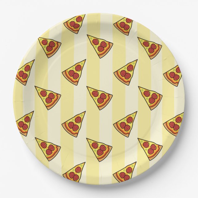 Prato De Papel Pizza Pattern (Frente)