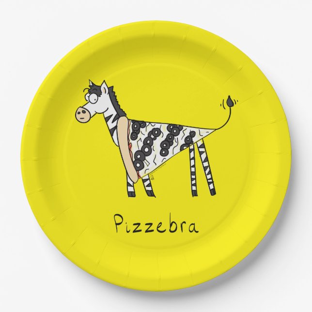Prato De Papel Pizza Zebra Curiosa Crianças (Frente)