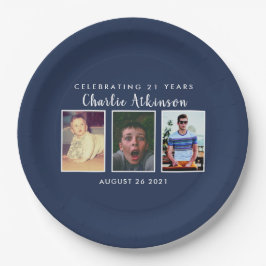 Prato De Papel placa aniversário de 21 anos