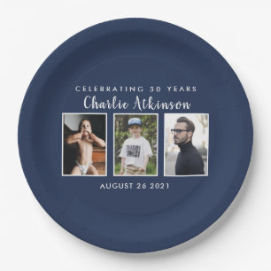 Prato De Papel placa aniversário de 30 anos