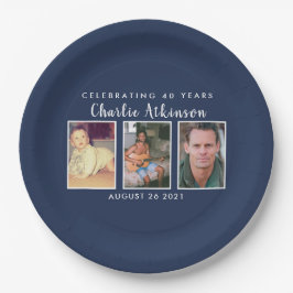 Prato De Papel placa aniversário de 40 anos