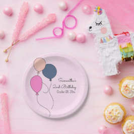 Prato De Papel Placa de Aniversário de criança do Pastel Balloons
