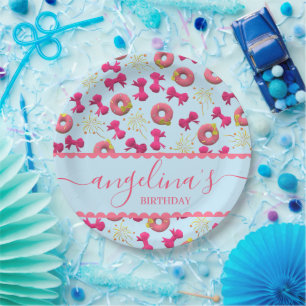 Prato De Papel Placa de aniversário personalizada - Rosquinhas e