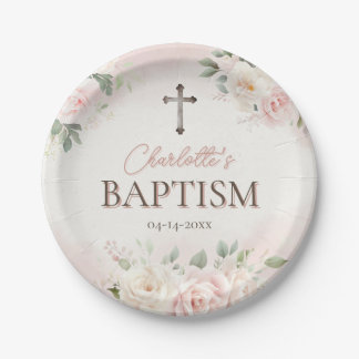 Prato De Papel Placa de Batismo Personalizada - Etiquetas de Favo