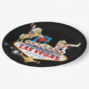 Prato De Papel Placa de Boas-Vindas de Las Vegas em Fundo Estrela