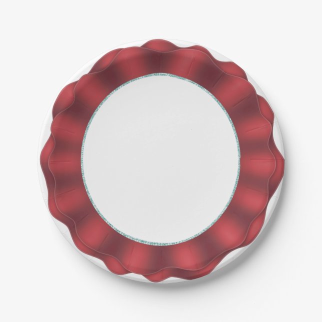 Prato De Papel placa de borda vermelha (Frente)