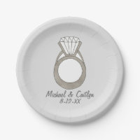Placa de Casamento de Noivado de Diamante Personal