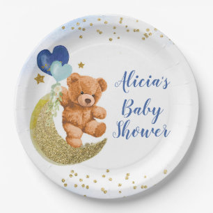 Prato De Papel Placa de Chá de fraldas de Balão Azul do Urso Tedd