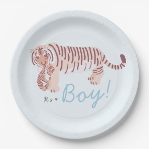 Prato De Papel Placa de Chá de fraldas de Tigre Azul e Cub Boy