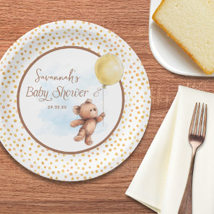 Prato De Papel Placa de Chá de fraldas de Urso de Teddy Amarelo
