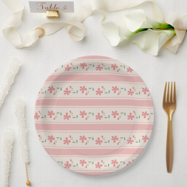 Prato De Papel Placa de Chuveiro de Bebê com Letreiro Floral Litt (Casamento)