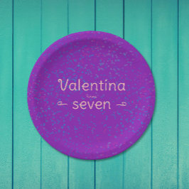 Prato De Papel Placa de Confetti de Papel Roxo e Bonito