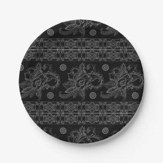 PRATO DE PAPEL PLACA DE DESIGN DE PADRÃO NEGRO ELEGANTE