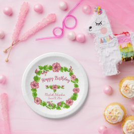 Prato De Papel Placa de Design Floral de Paraíso Tropical