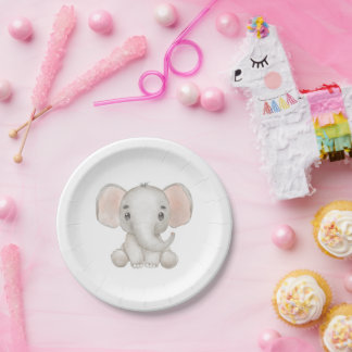 Prato De Papel Placa de Elefante para Bebês