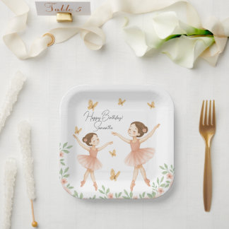 Prato De Papel Placa de Festa de aniversário Ballerina Personaliz