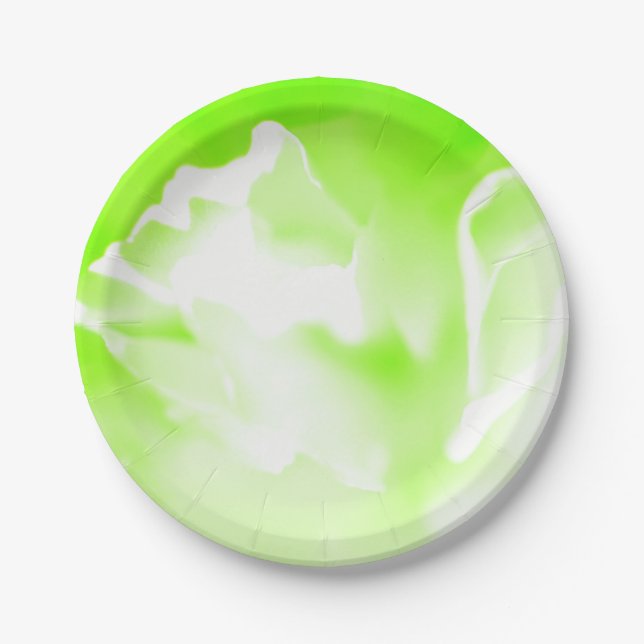 Prato De Papel Placa de Impressão de Papel Floral Verde Brilhante (Frente)