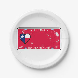 Prato De Papel Placa de Licença do Texas com Danos