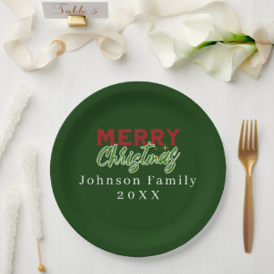 Prato De Papel Placa de natal da família personalizada