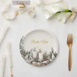 Prato De Papel Placa de Natal Elegante Rustic Noël