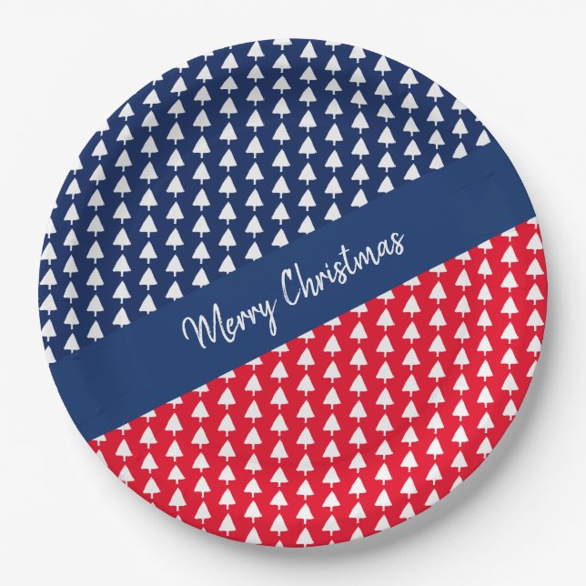 Prato De Papel Placa de papel aquoso de árvore branca azul (Frente)