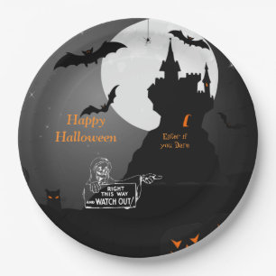 Prato De Papel Placa de Papel Assustadora Casa Caçada no Hallowee