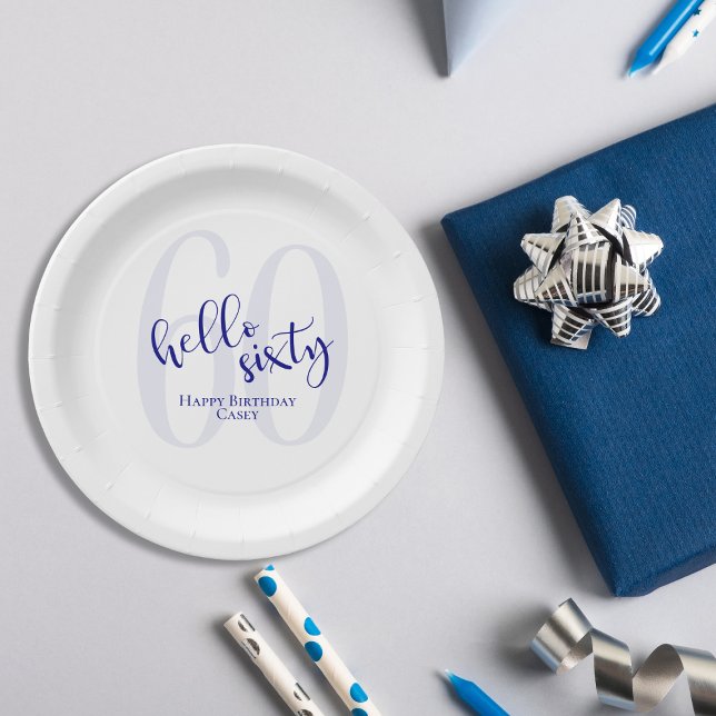 Prato De Papel Placa de Papel Azul 60º Aniversário do Marinho Mod (Criador carregado)