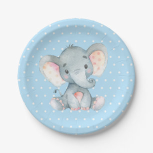 Prato De Papel Placa de papel azul Chá de fraldas de elefante