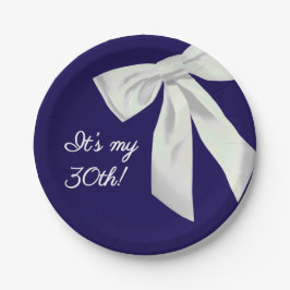 Prato De Papel Placa de papel azul de aniversário do Marinho Eleg