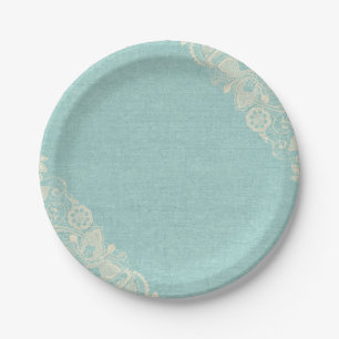 Prato De Papel Placa de papel azul de laço da cerceta de Tiffany