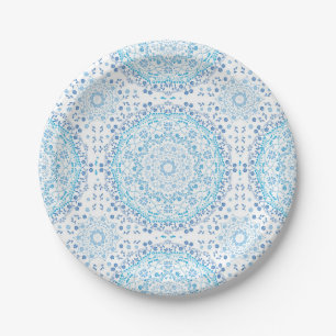 Prato De Papel Placa de papel Blue Mandala