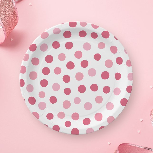 Prato De Papel Placa de papel Bolinhas rosa para bebês (Criador carregado)