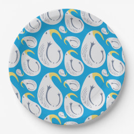 Prato De Papel Placa de papel branco e azul de albatroz