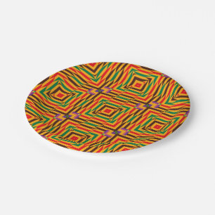 Prato De Papel Placa de papel colorida do Kente