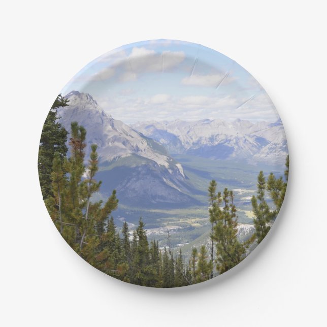 Prato De Papel Placa de Papel com Cena de Montanha (Frente)