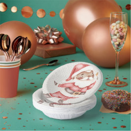 Prato De Papel Placa de papel com Papais noeis de aquarela