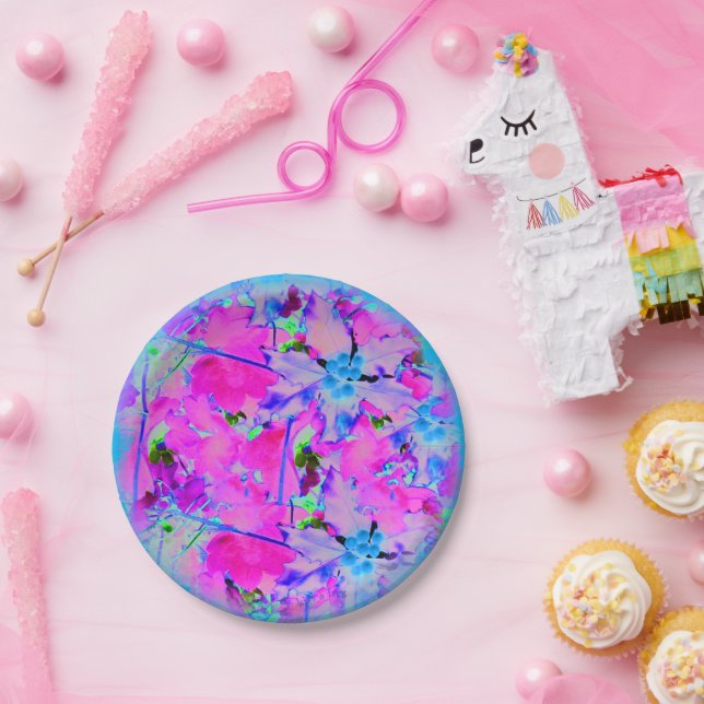 Prato De Papel Placa de papel cor-de-rosa floral (Festa)