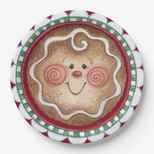 Prato De Papel Placa de papel da cara bonito do pão-de-espécie