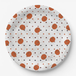 Prato De Papel Placa de papel de abóbora de bolinhas